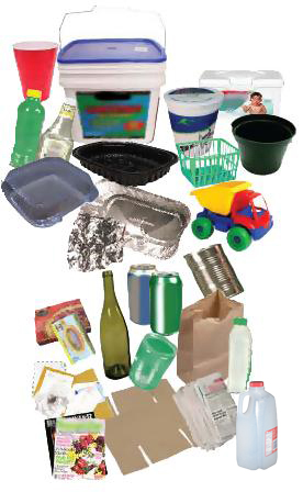 Collage of Recycleable Rigid Plastics