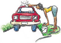 Image of Woman Washing a Car