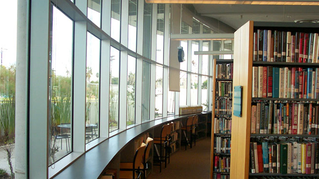 Reading area inside the Pacific Beach/Taylor Library