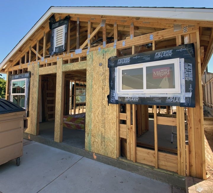 Two-unit accessory dwelling unit under construction
