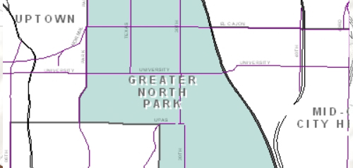 Graphical map of North Park neighborhood