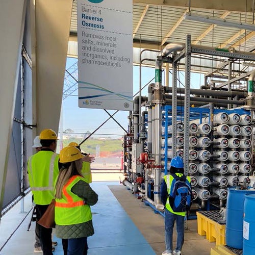 City staff taking a tour of a water filtration plant