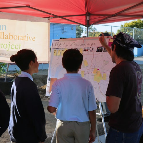 Young participants involved in a workshop regarding public spaces