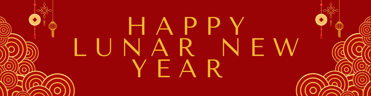 San Diego Public Library celebrates Lunar New Year. Red text reads, “Happy Lunar New Year.”