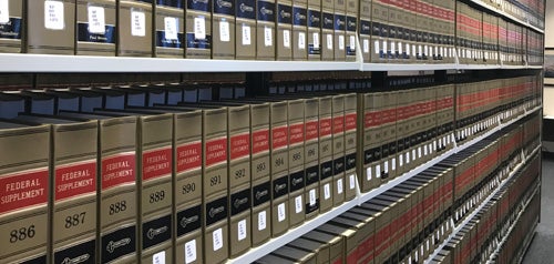 Shelves of Federal Supplement legal reference books