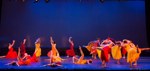 Photo taken by Kevin Walsh of dancers performing on stage