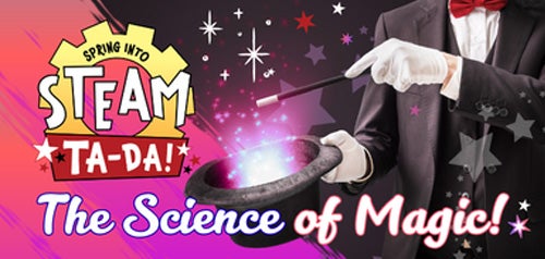 A magician holding a wand and an upside down top hat with something glowing inside