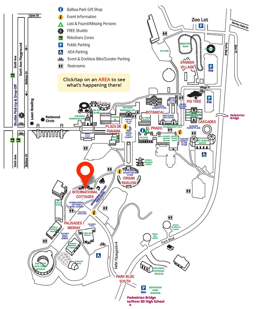 International Cottages Area On Map Balboa Park December Nights