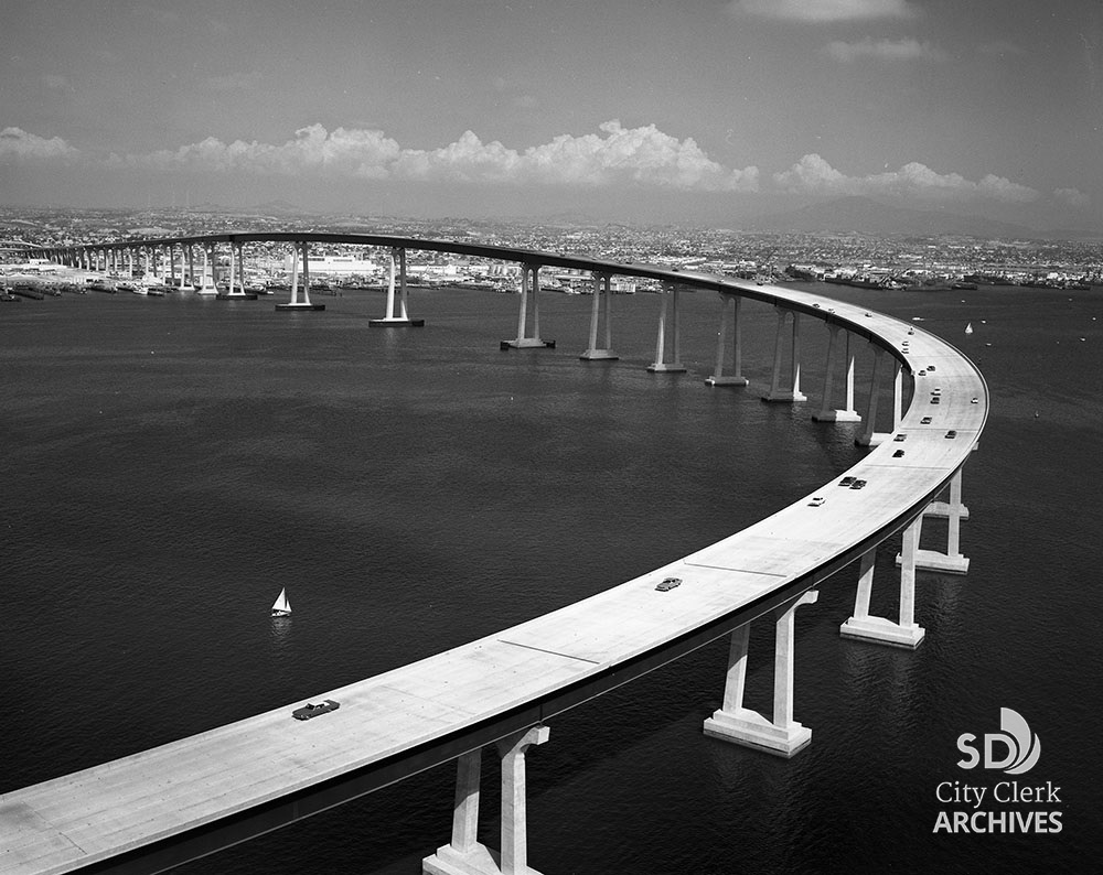 1970's Footage - Driving Over San Diego Coronado Bay Bridge 