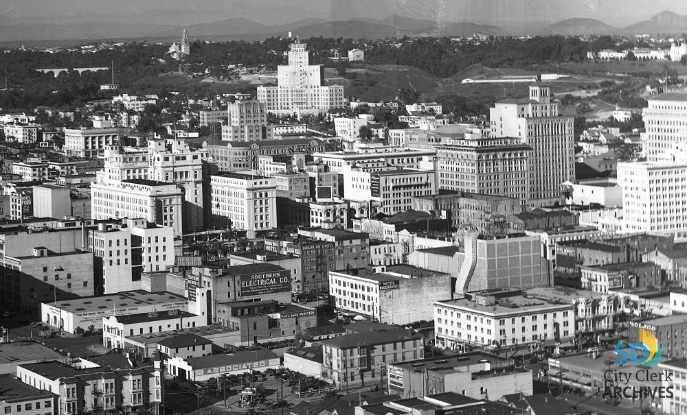 Postcard San Diego, California Downtown Skyline - circa 1970s