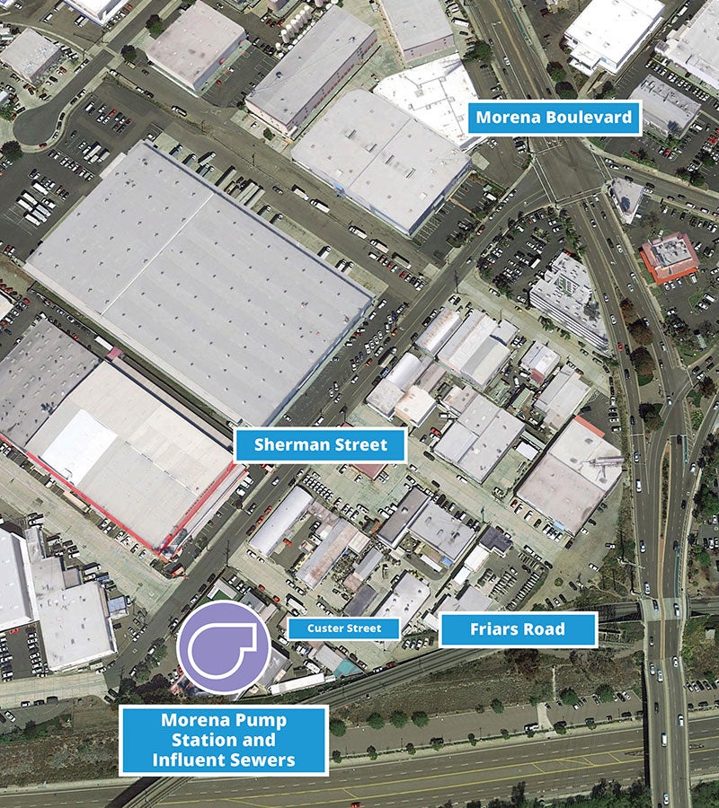 Satellite view of Morena Pump Station