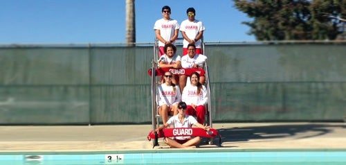 Lifeguards at pool