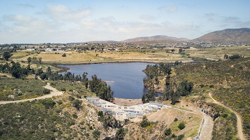 Aerial view of Upper Otay Reservoir