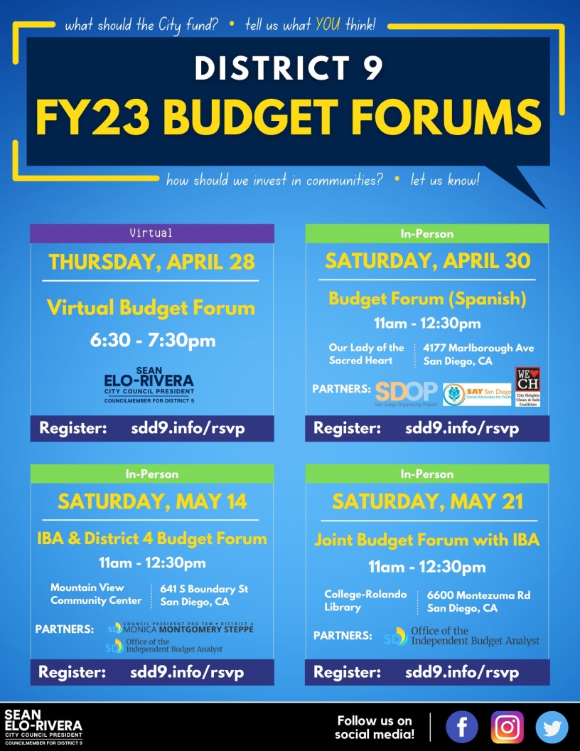 April 30 - Disitrict 9 Budget Forum (Spanish) 
