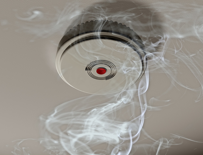 smoke alarm in smoke filled room
