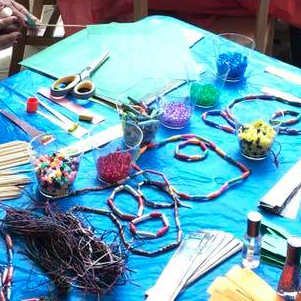 Image of various craft items on a table