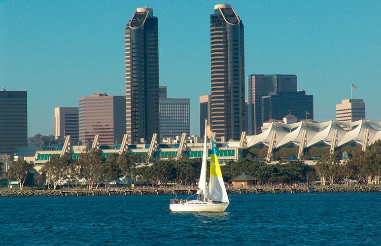 Skyline and sailboat