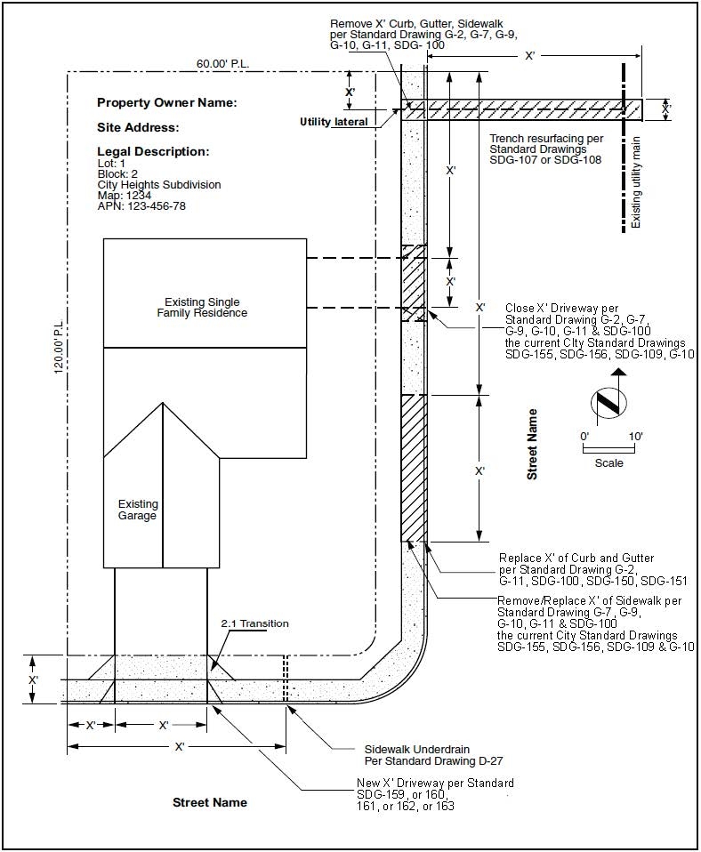 Typical Construction Plan for a Standard Public Right of Way Permit