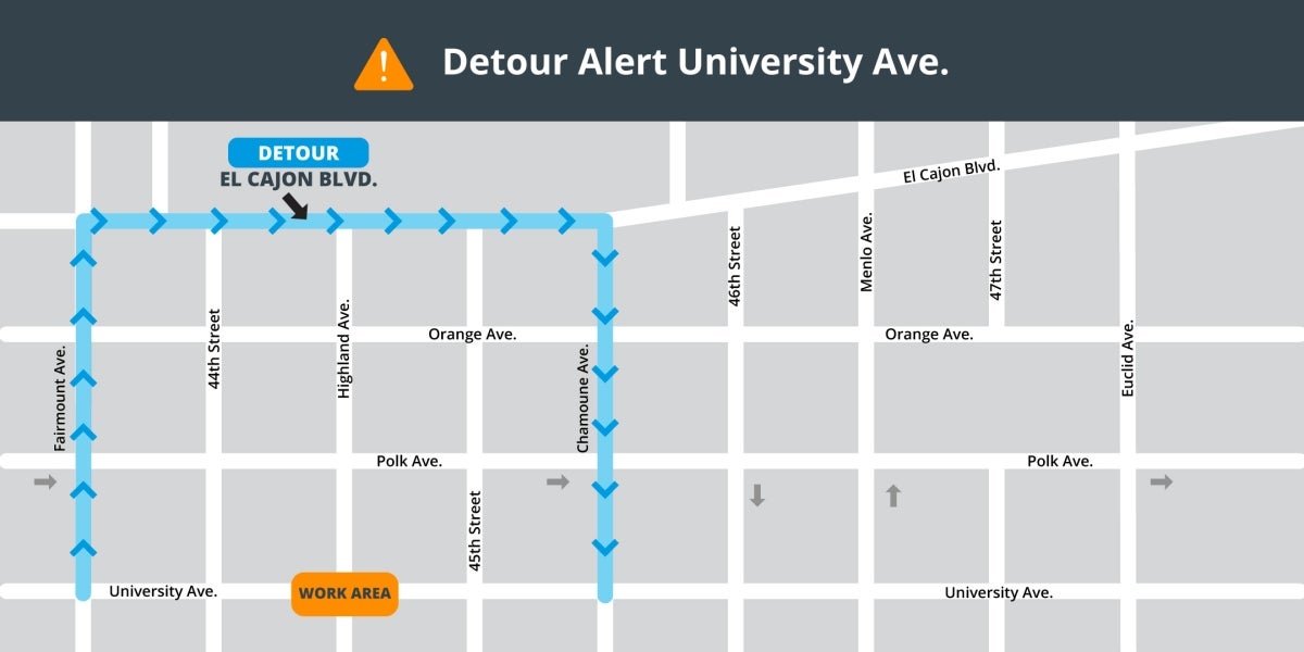 University Ave. detour Oct. 22