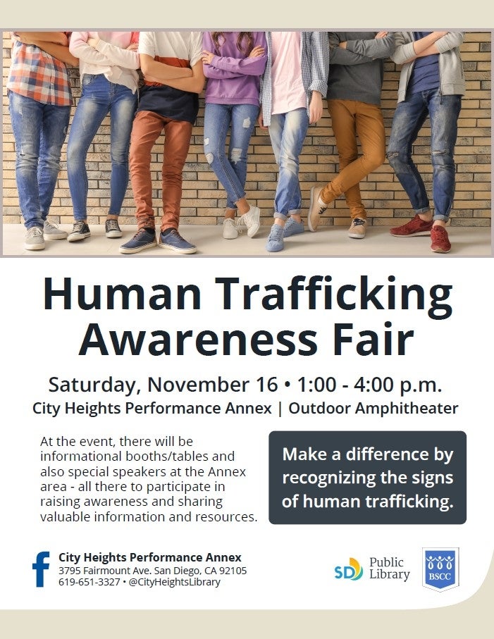 Flyer promoting Human Trafficking awareness fair