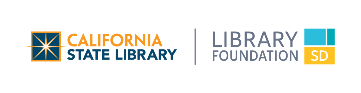 CA state library logo alongside the Library Foundation SD  logo