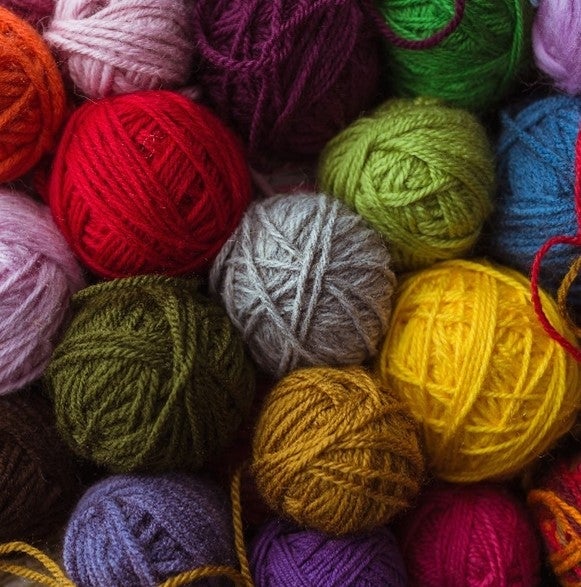 Skeins of colorful yarn