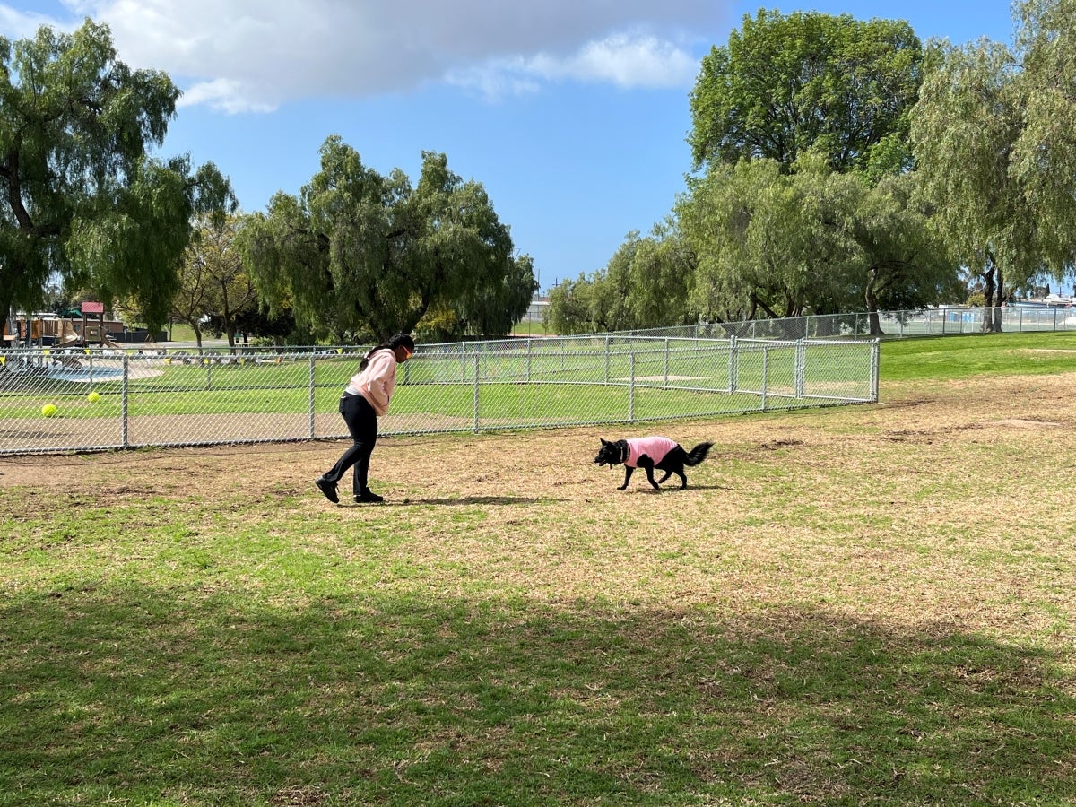 Woman and dog at Gompers Dog Park