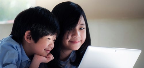 Children using a laptop